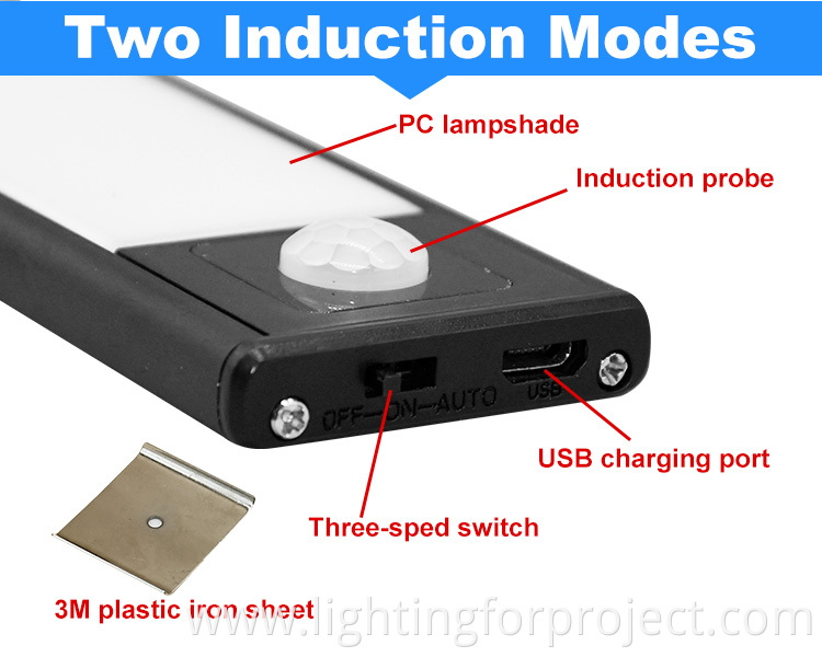 LED body sensor and hand sweep Dimmable cabinet wardrobe light PIR motion 1w 2w 3w 4w for livingroom